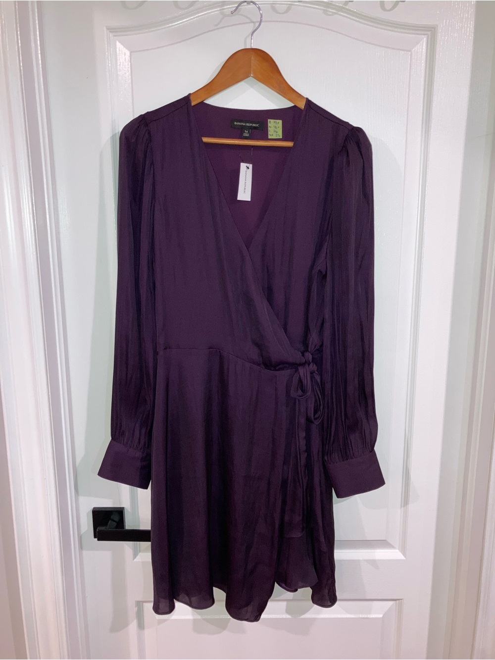 Banana Republic Purple Long Sleeve Wrap Dress - size 14 NWT